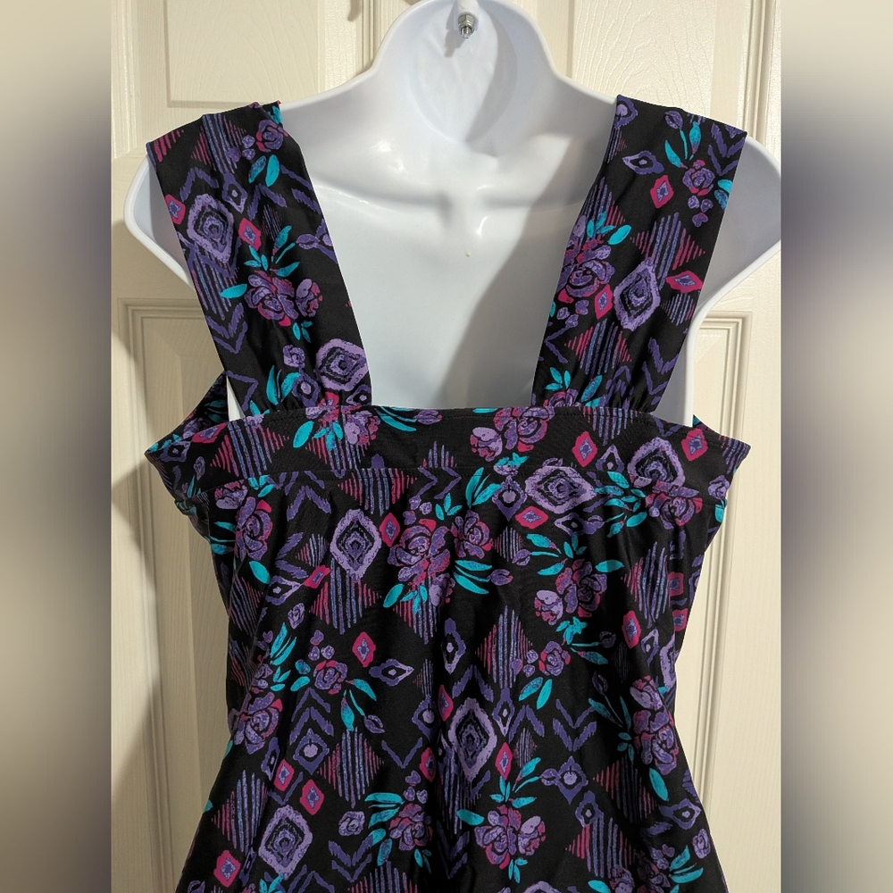 NWOT ShapeMe Ruched Bathing Suit Coldwater Creek Women's Size 12 Black Purple - Picture 10 of 11